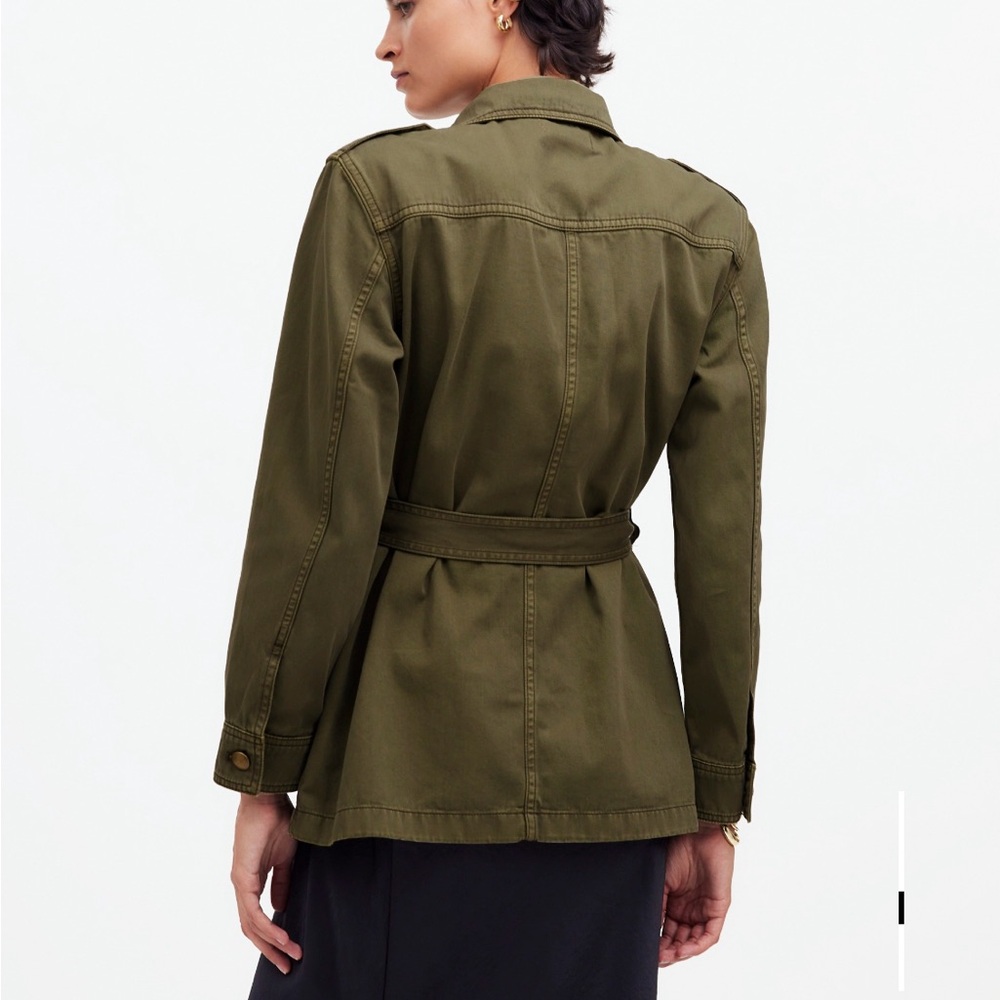 Madewell Utility Chino Safari Jacket Forest Green Gold Buttons Small Military - Picture 4 of 8